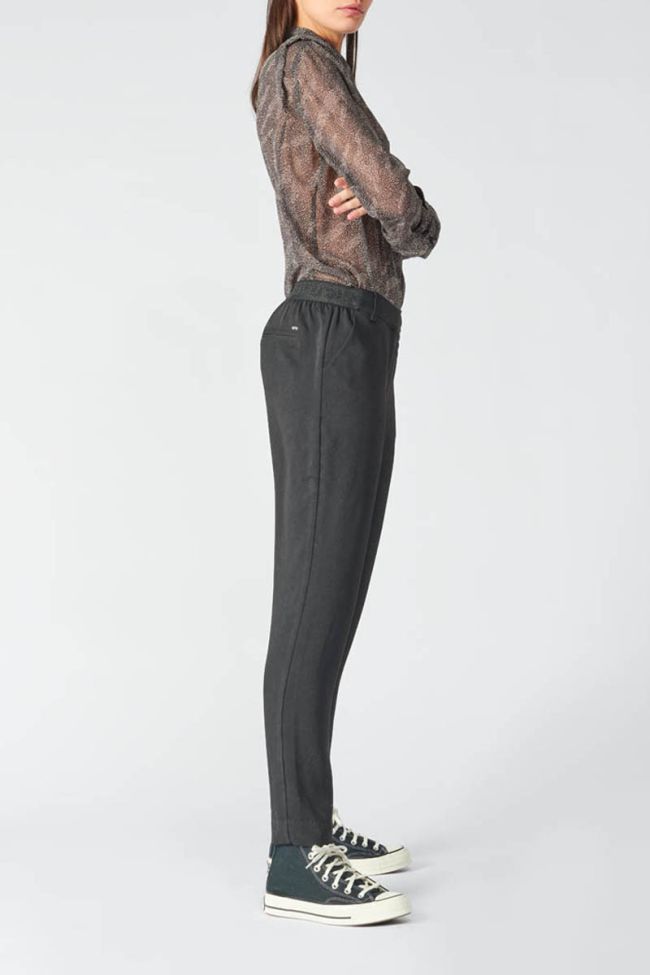 Black Zefira trousers with asymmetric fastening