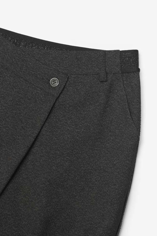 Black marl Rockogi trousers with asymmetric fastening