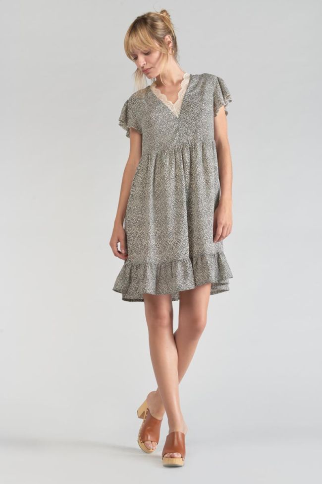 Beige and black print Aliette dress