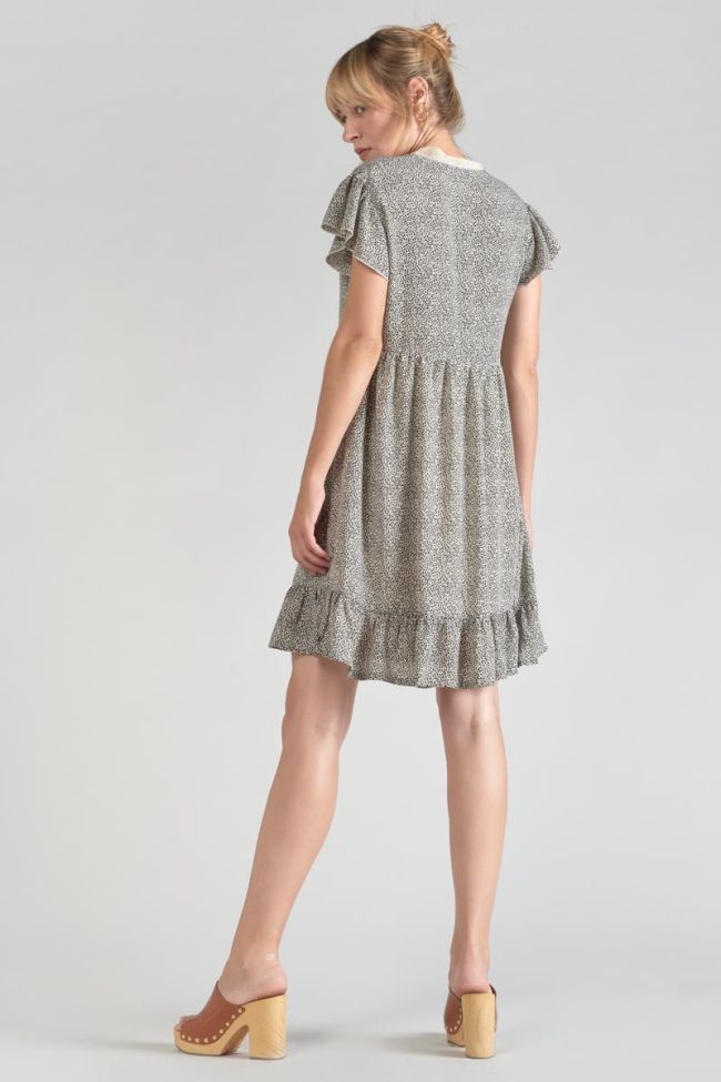 Beige and black print Aliette dress