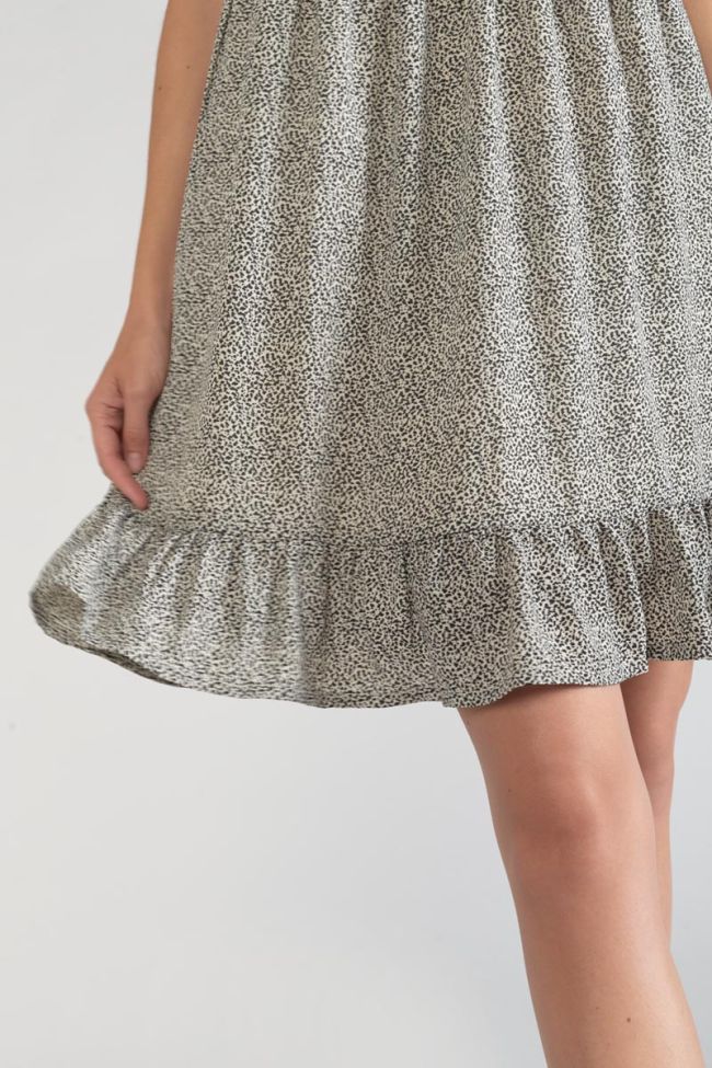 Beige and black print Aliette dress