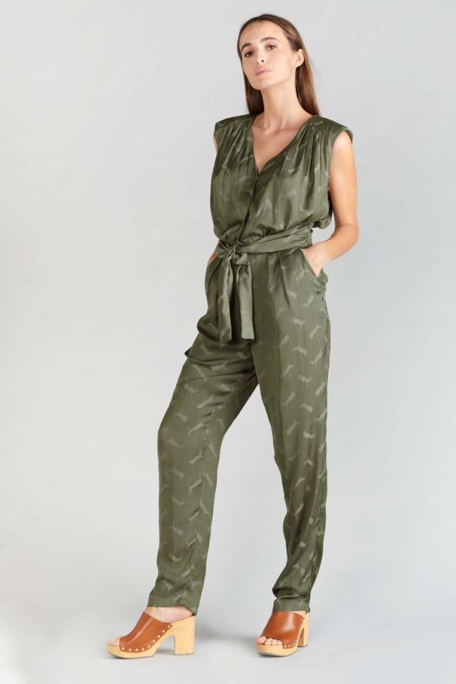Khaki jacquard Arte jumpsuit