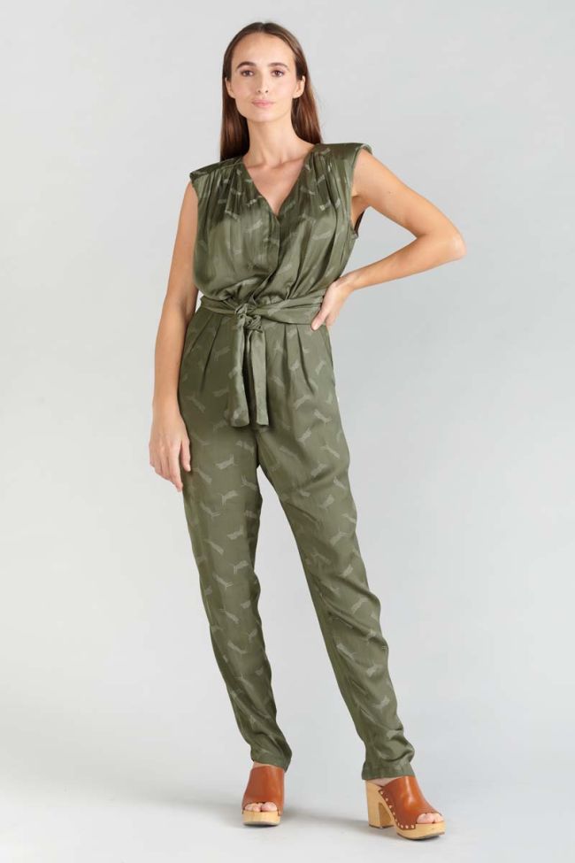 Khaki jacquard Arte jumpsuit