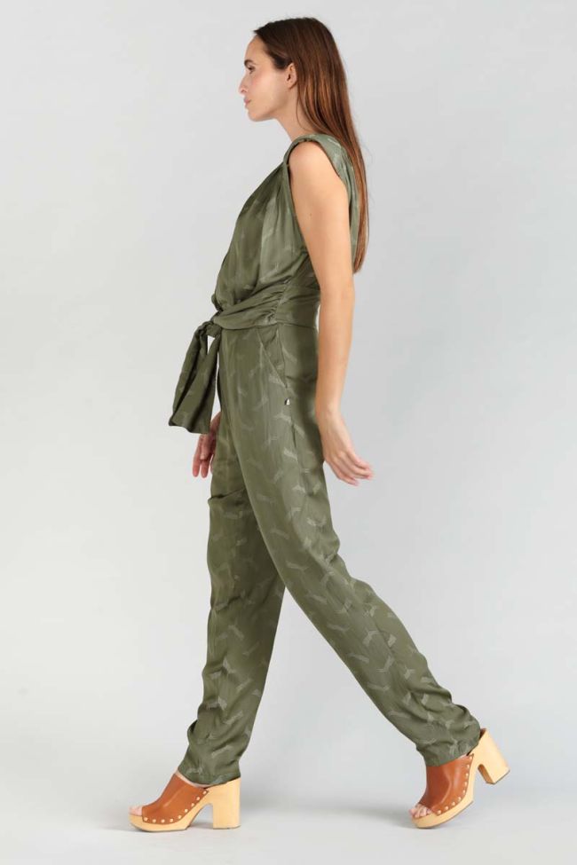 Khaki jacquard Arte jumpsuit