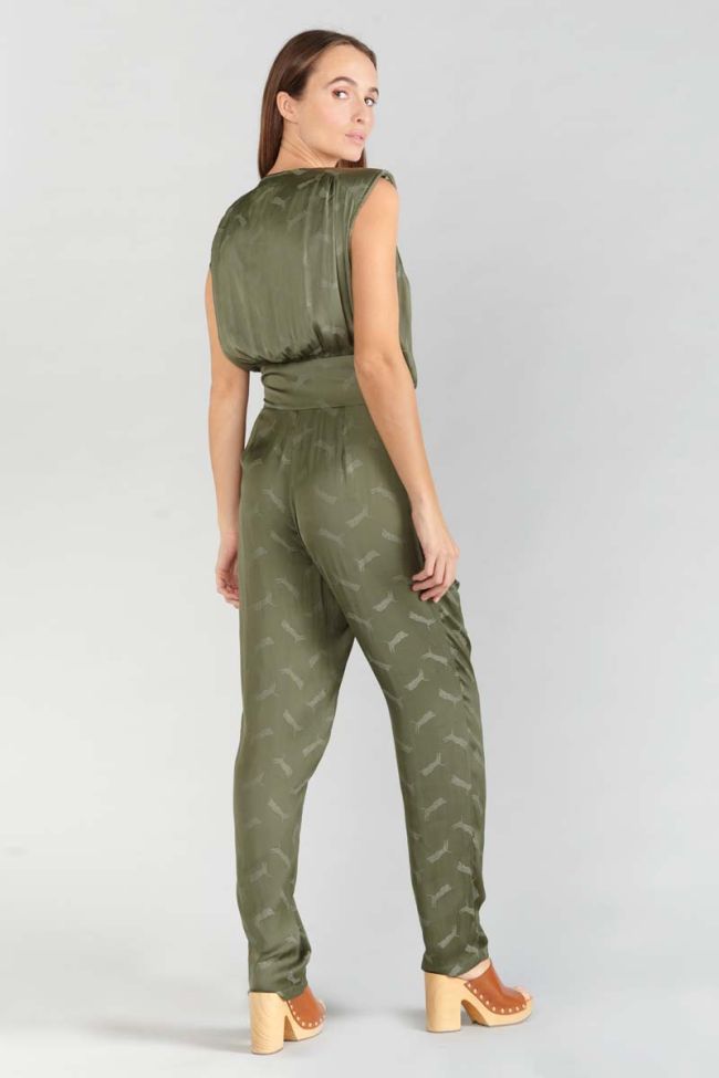 Khaki jacquard Arte jumpsuit