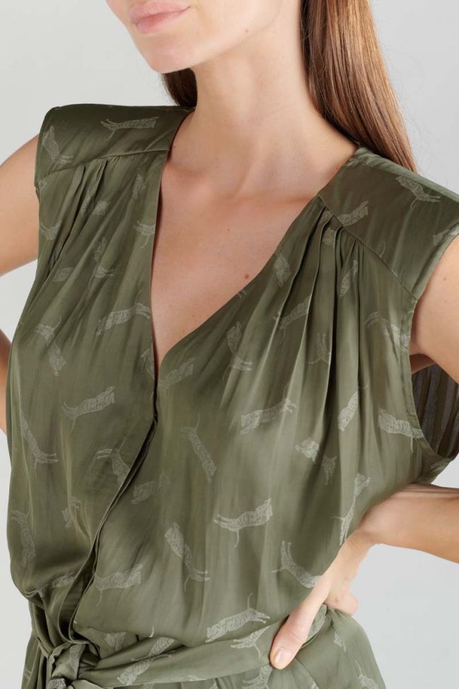 Khaki jacquard Arte jumpsuit