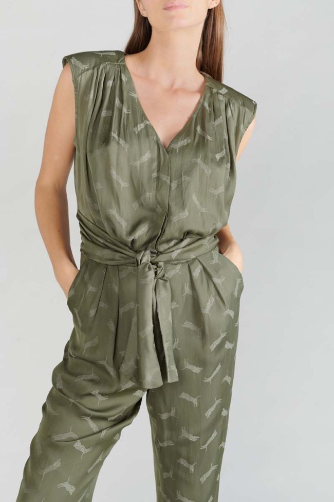 Khaki jacquard Arte jumpsuit