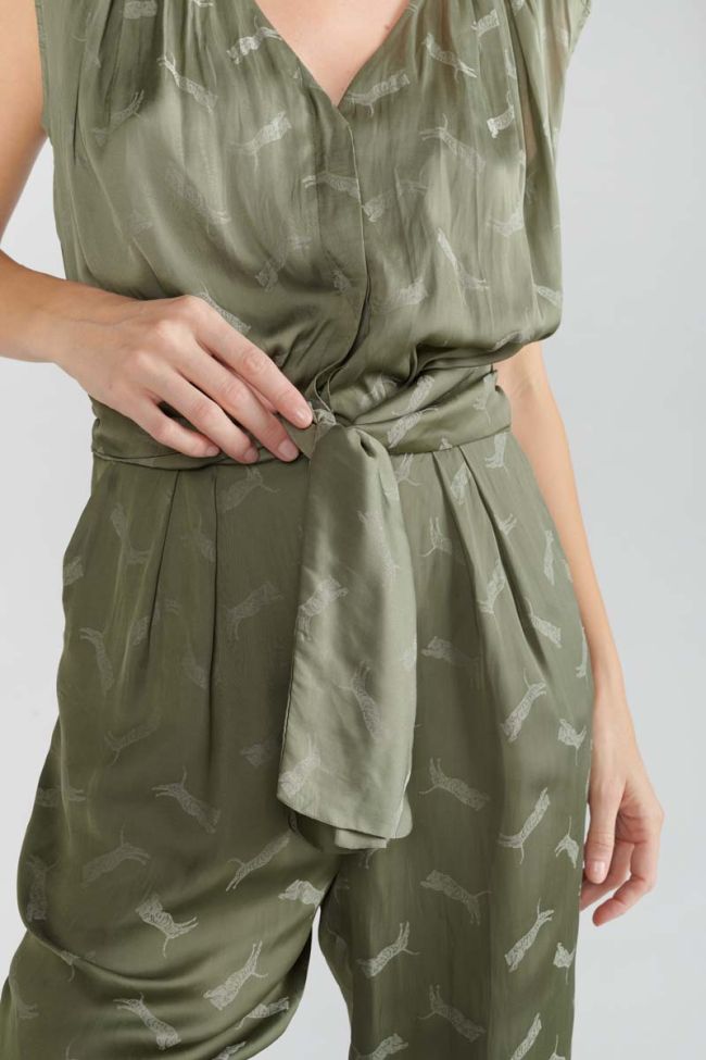 Khaki jacquard Arte jumpsuit