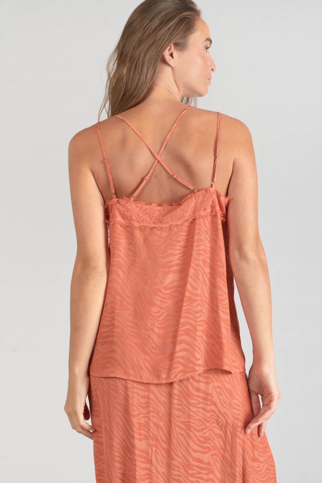 Orange coral jacquard Ayek camisole