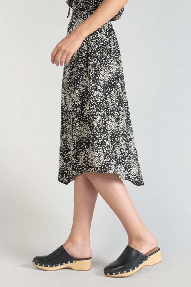 Black and white floral Cassand long skirt