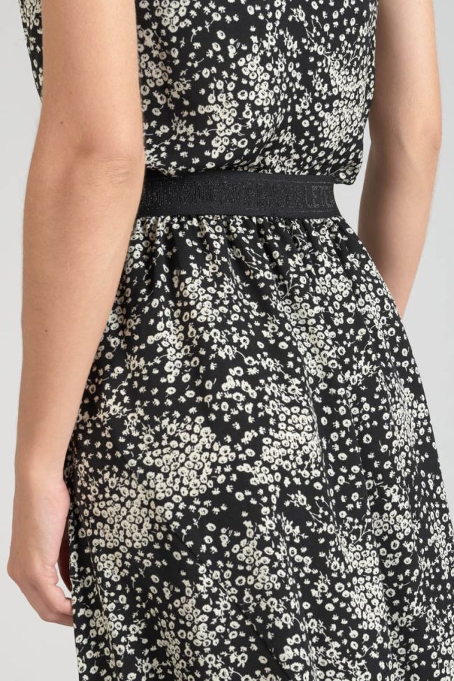 Black and white floral Cassand long skirt