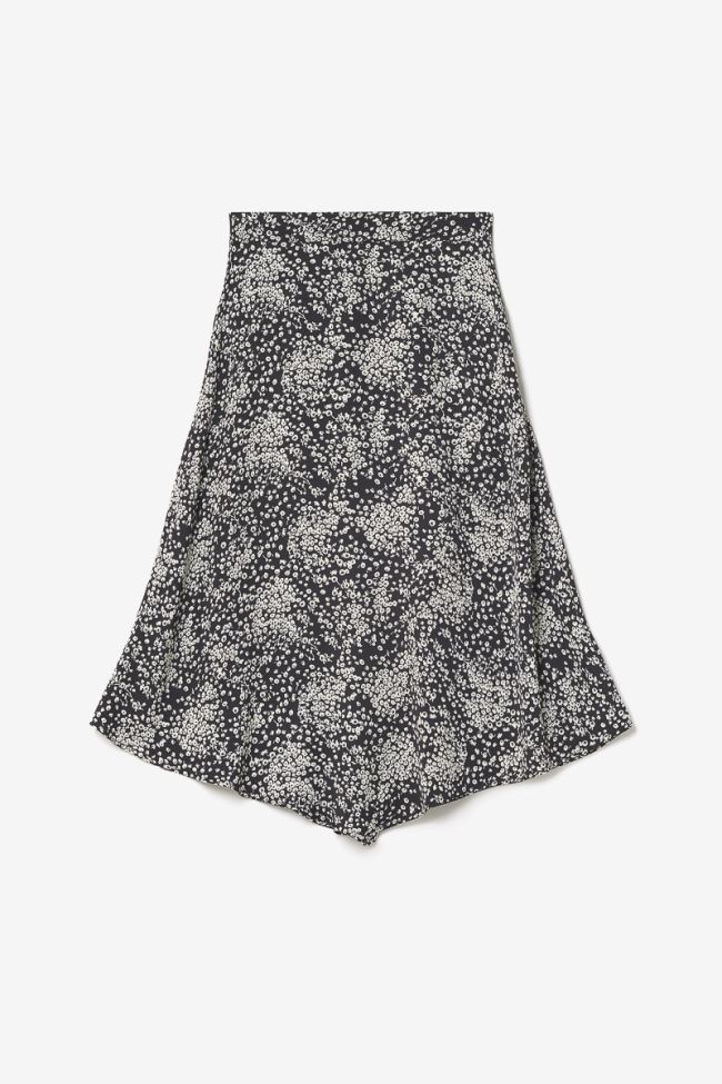 Black and white floral Cassand long skirt