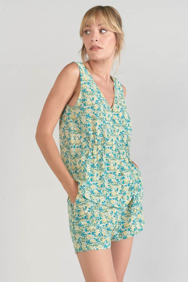 Green and blue floral Craig top