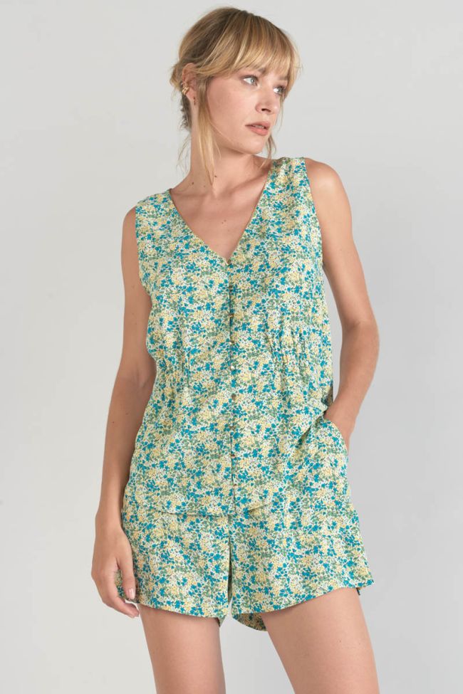 Green and blue floral Craig top