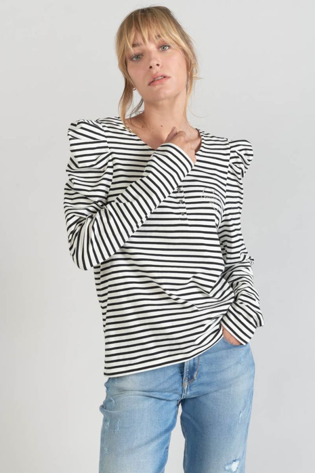 Black and white striped Demi top