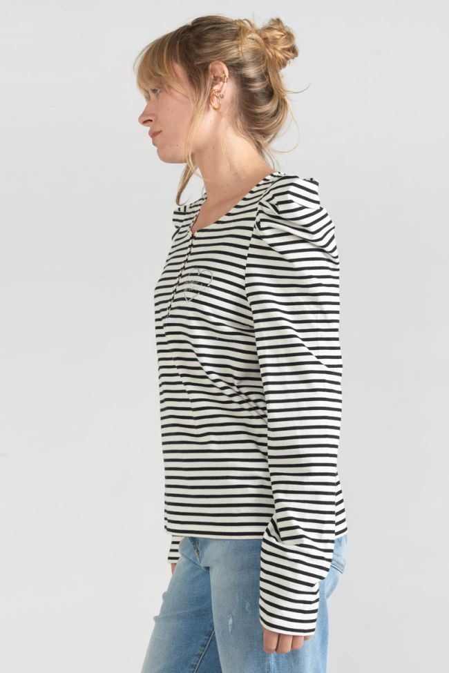 Black and white striped Demi top