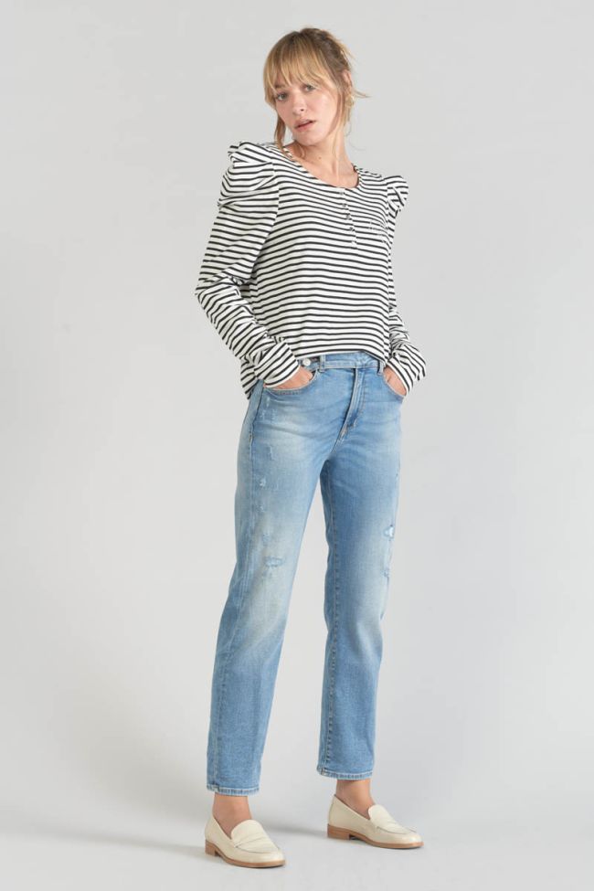 Black and white striped Demi top