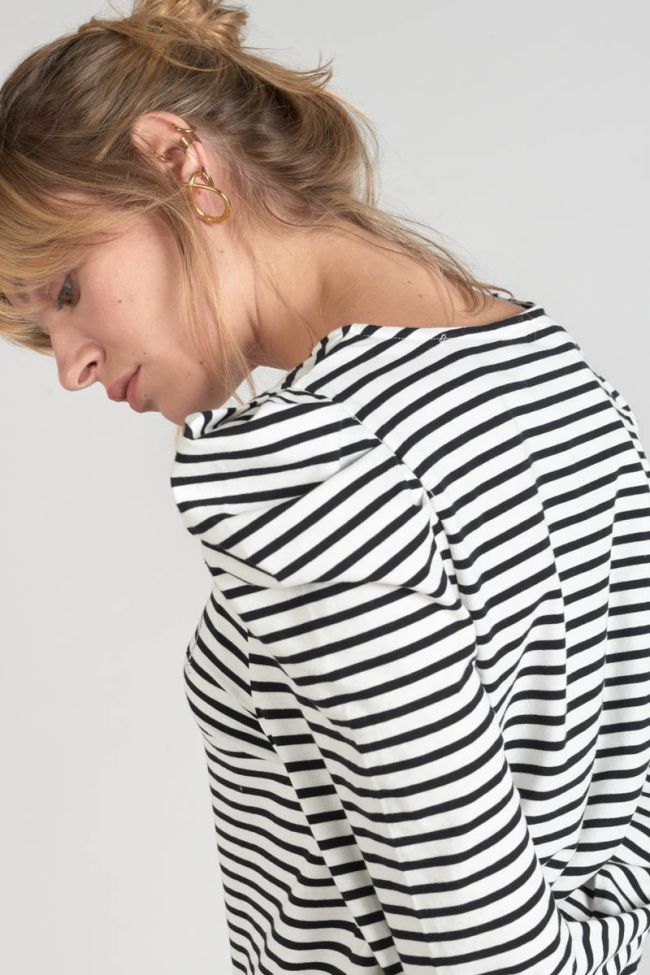 Black and white striped Demi top