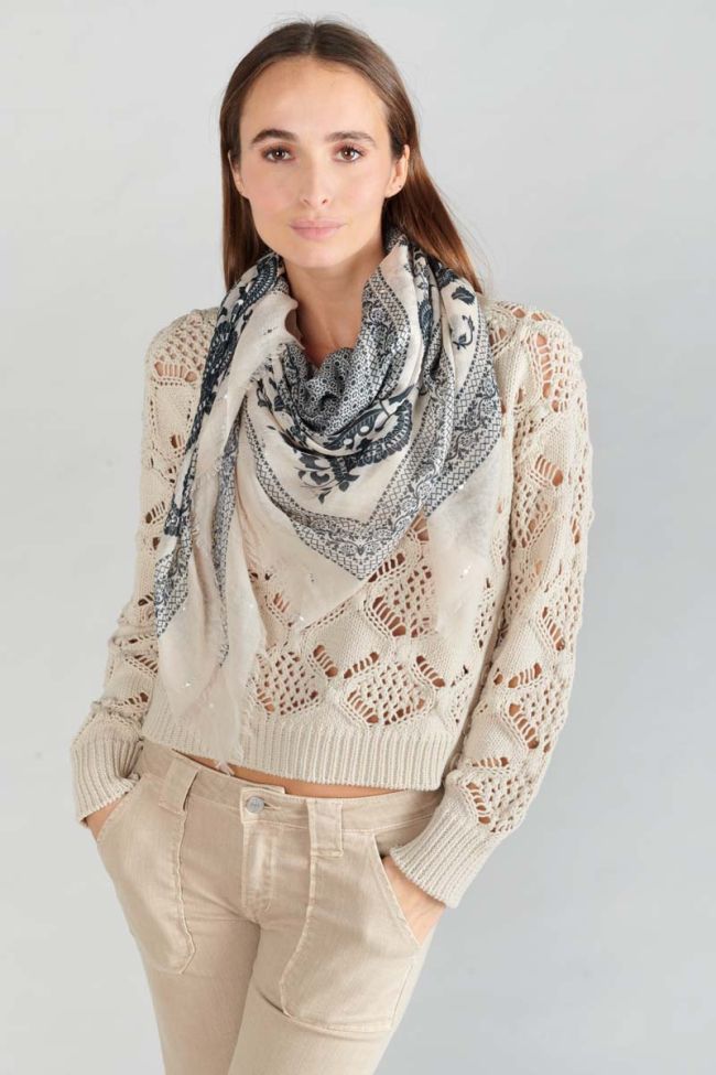 Pinkish-beige paisley print Elene scarf