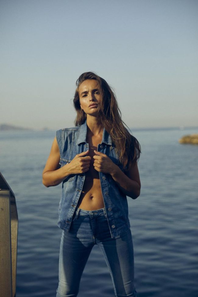 Blue denim Galinat sleeveless jacket