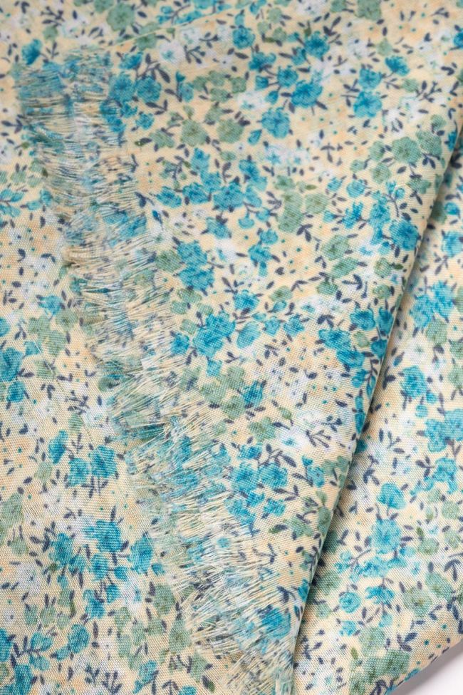 Blue and green floral Jadida scarf