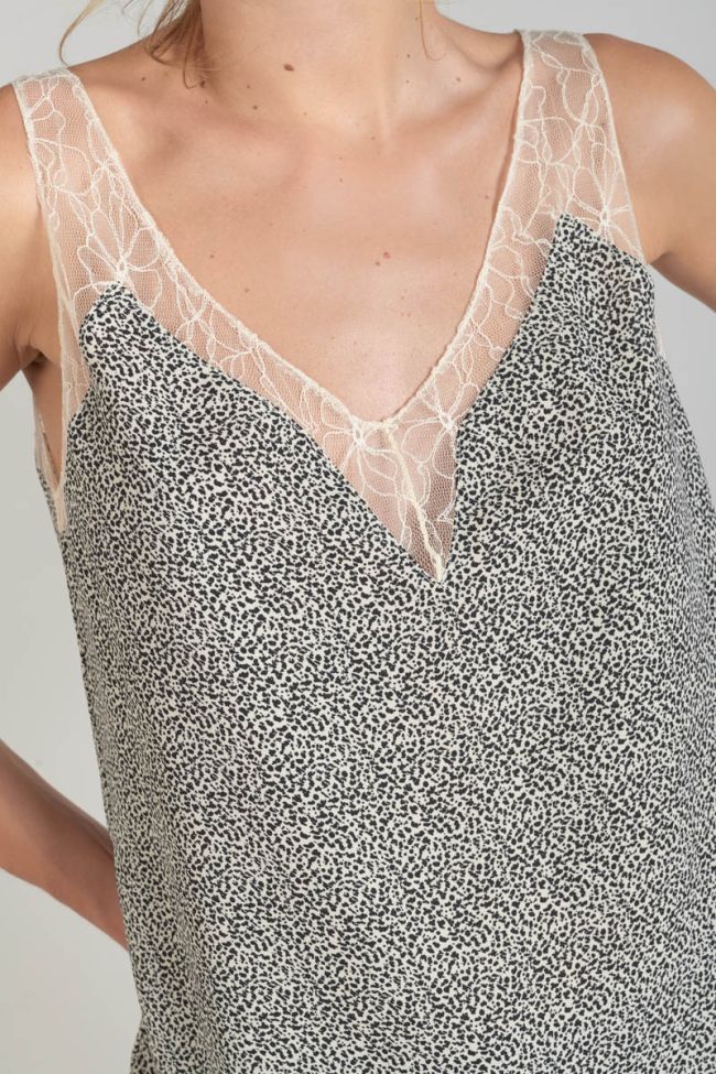 Beige and black print Lucine top