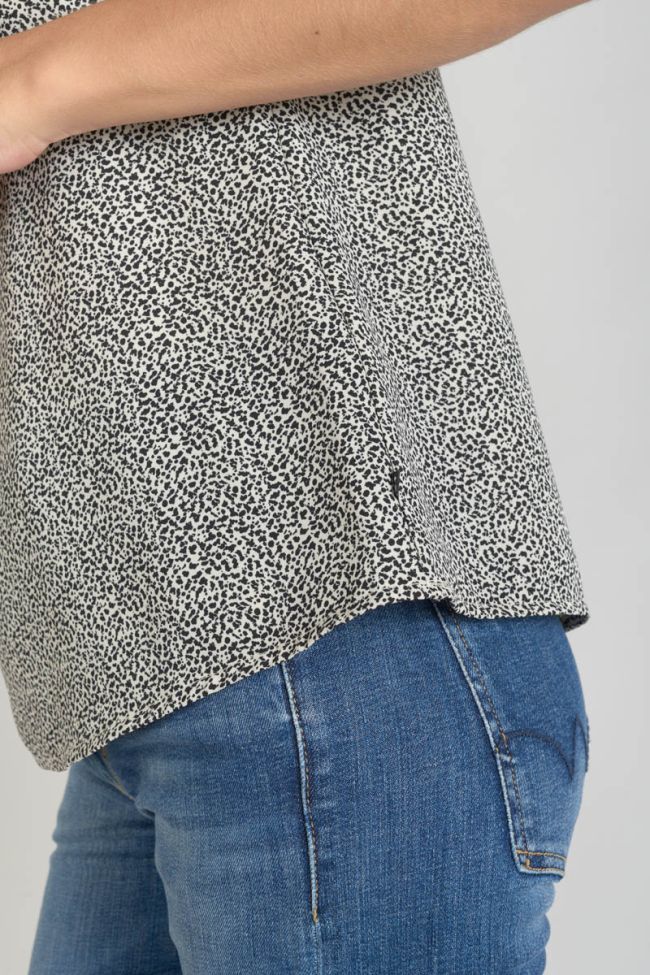 Beige and black print Lucine top