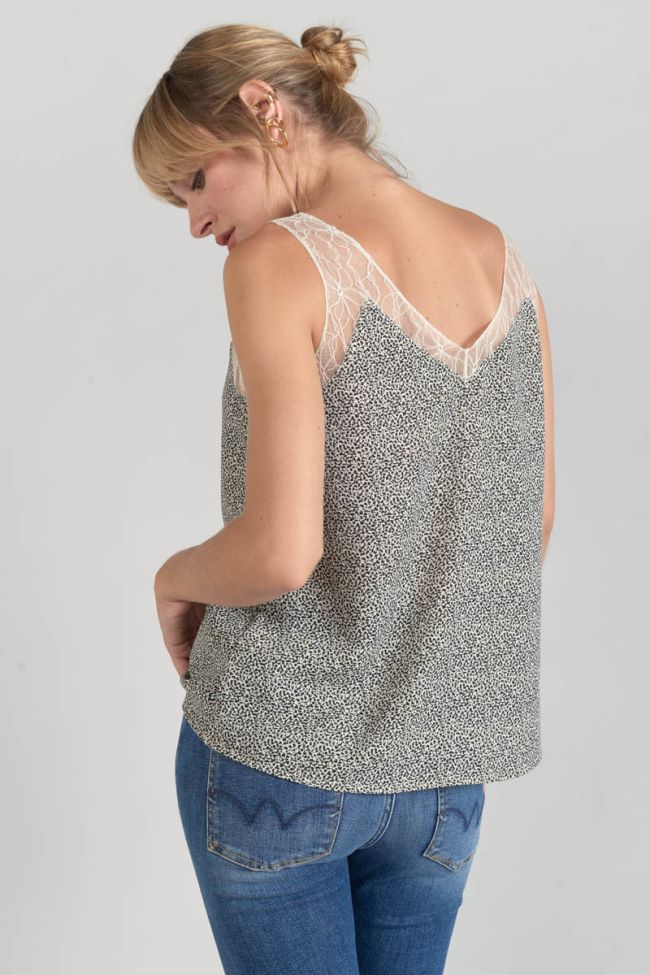 Beige and black print Lucine top