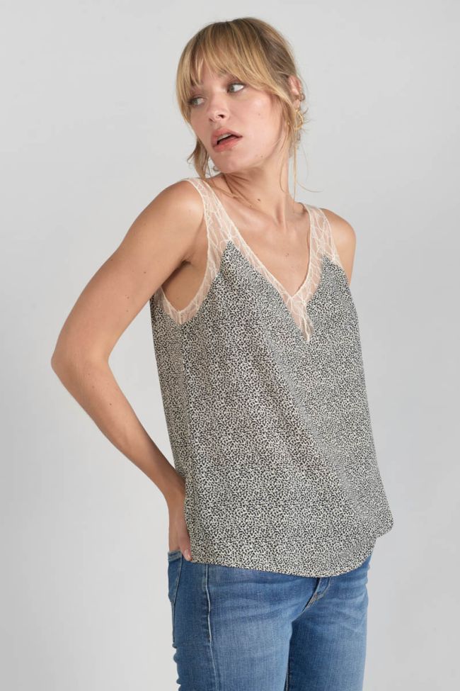 Beige and black print Lucine top