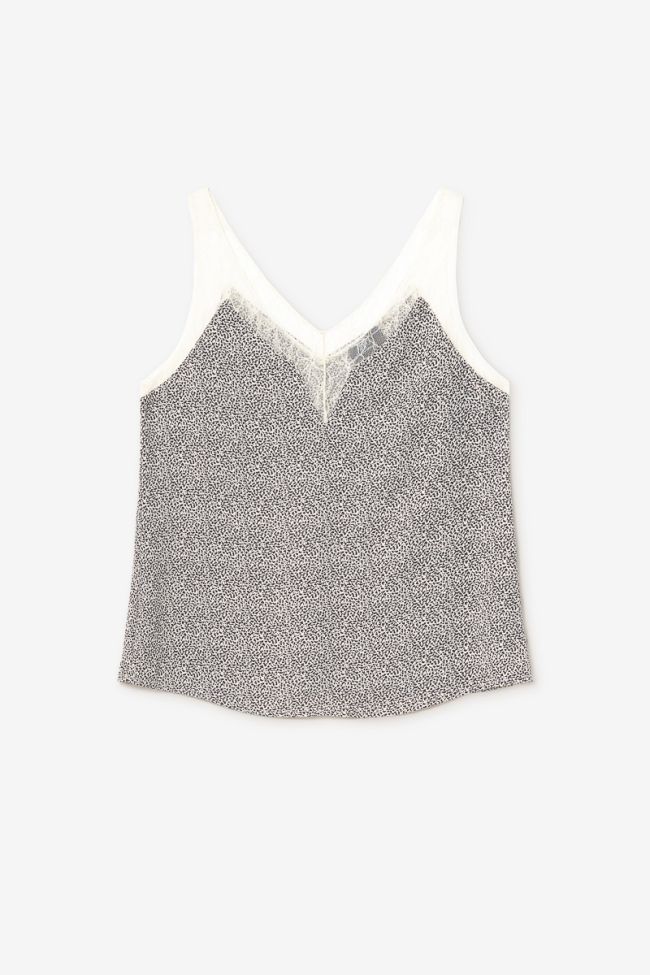 Beige and black print Lucine top