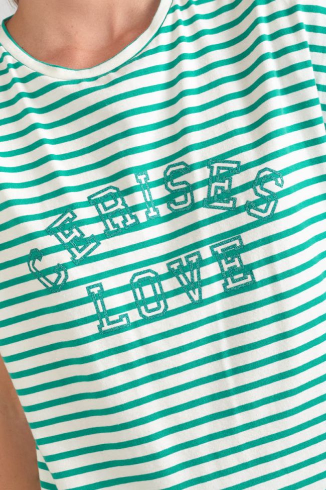 Green striped Male sleeveless t-shirt