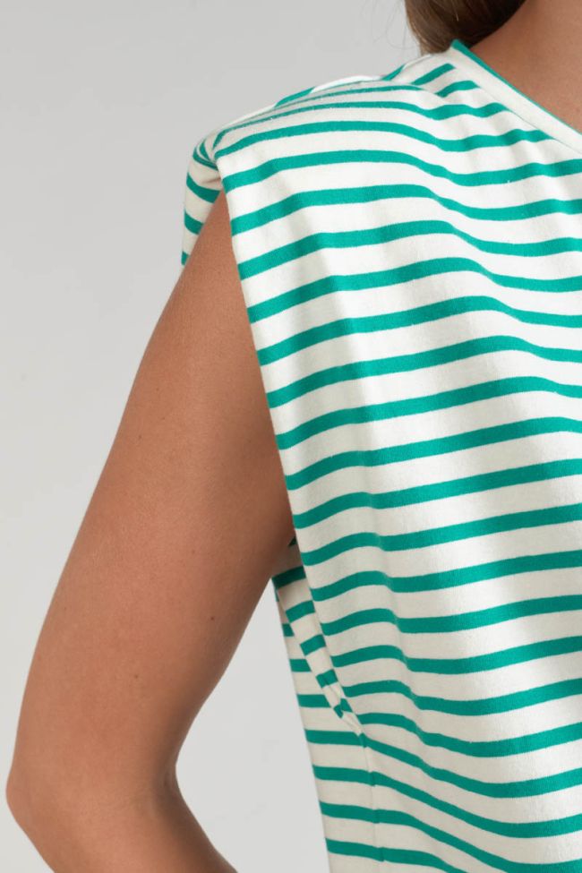 Green striped Male sleeveless t-shirt