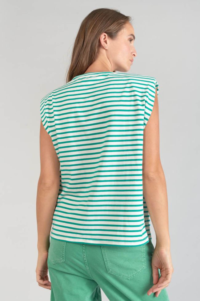 Green striped Male sleeveless t-shirt