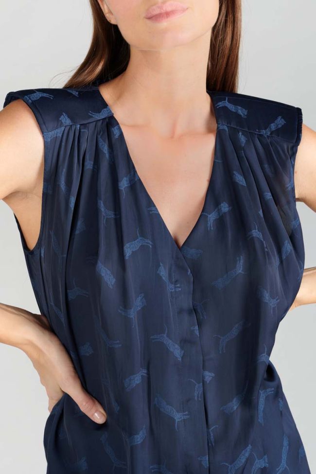 Navy blue jacquard Missou top