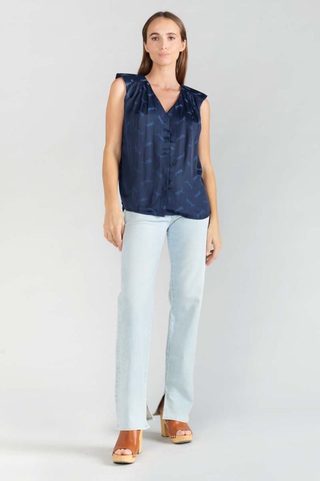 Navy blue jacquard Missou top