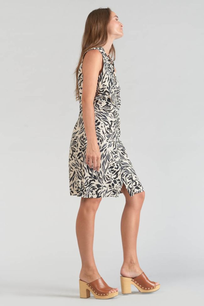 Animal print Muna linen blend dress