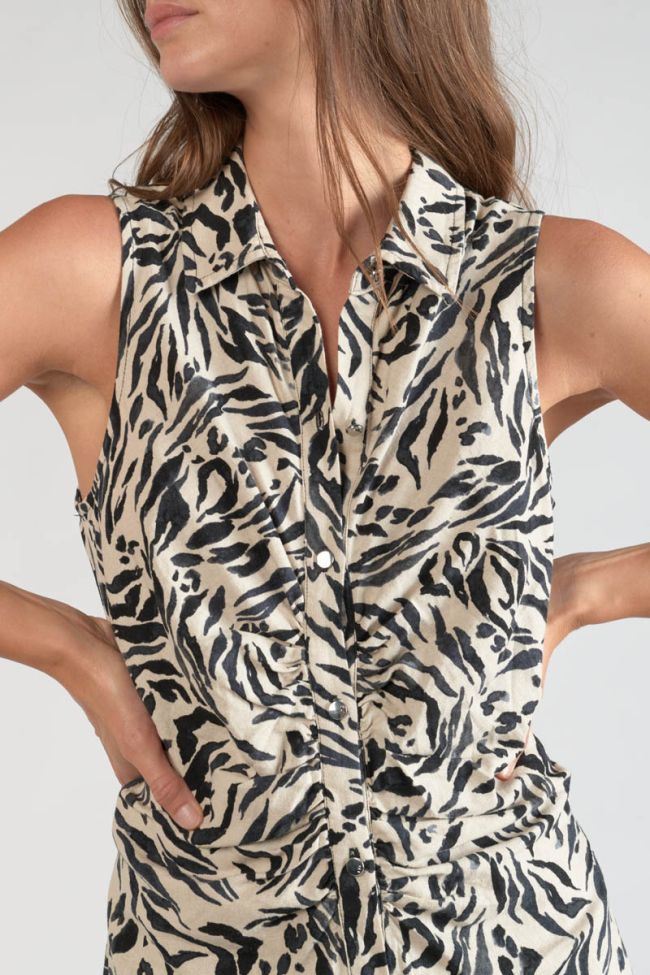 Animal print Muna linen blend dress