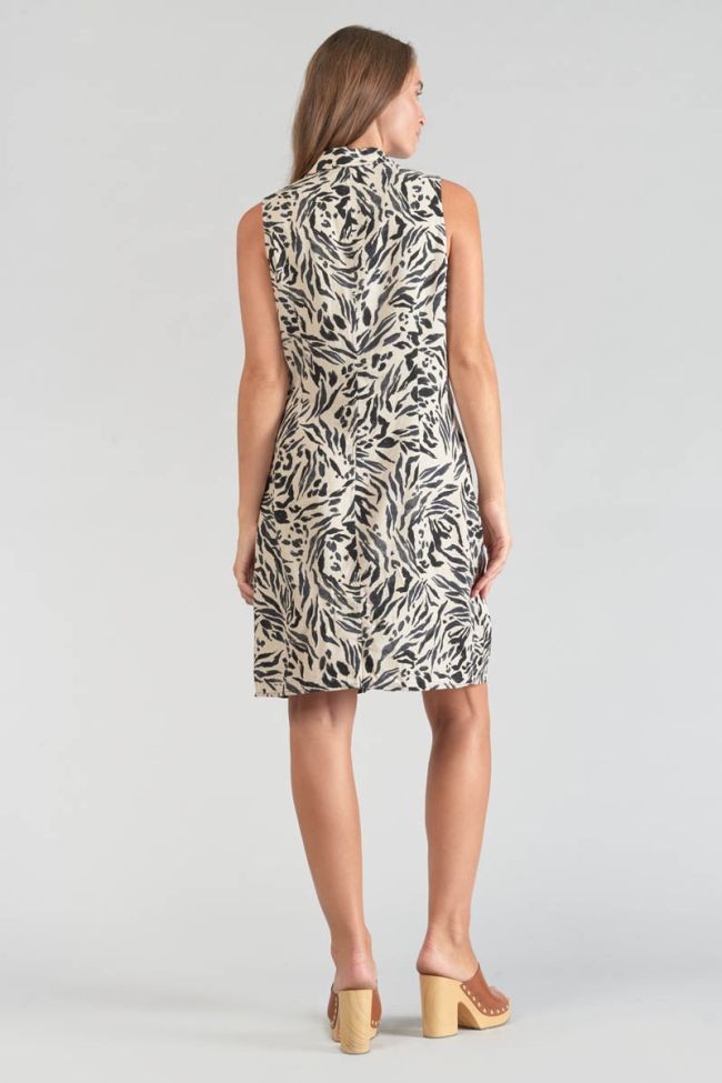 Animal print Muna linen blend dress