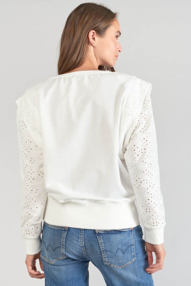 White openwork Plume sweatshirt