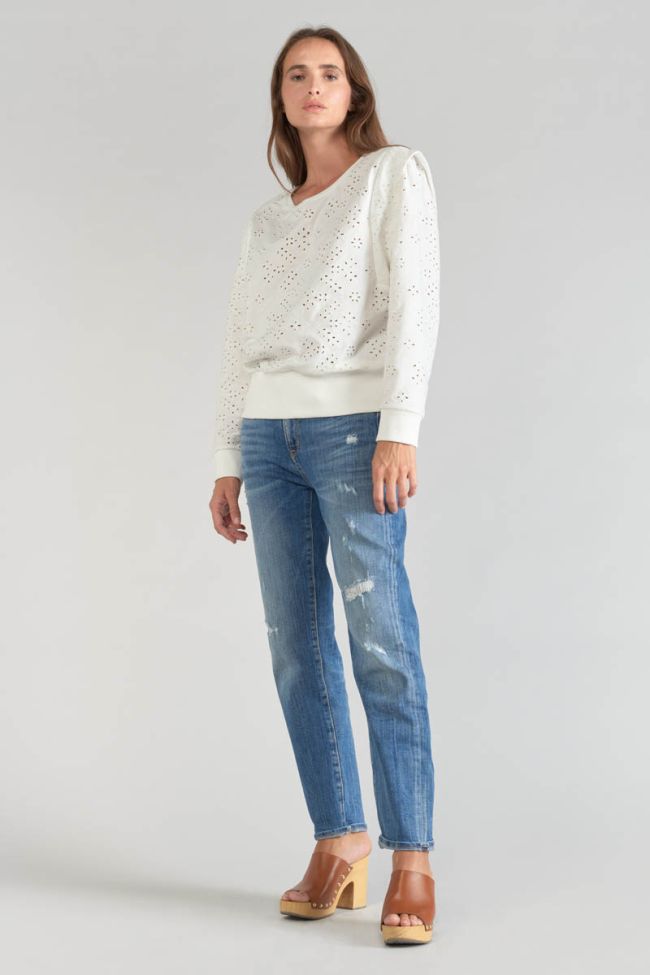 White openwork Plume sweatshirt