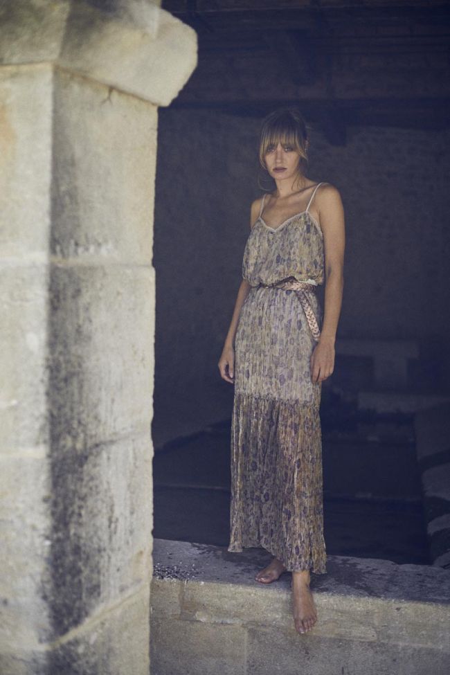 Gold floral Ran long skirt