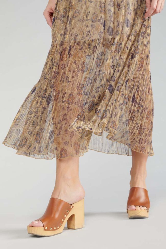 Gold floral Ran long skirt