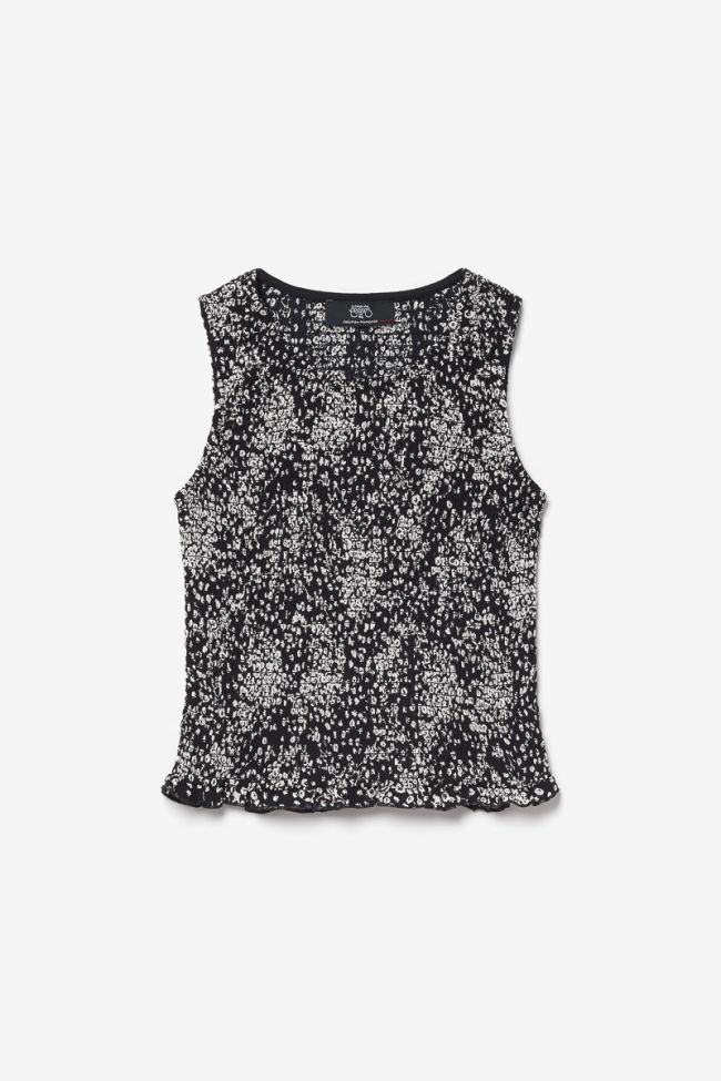 Top Veronicgi à motif floral noir et blanc