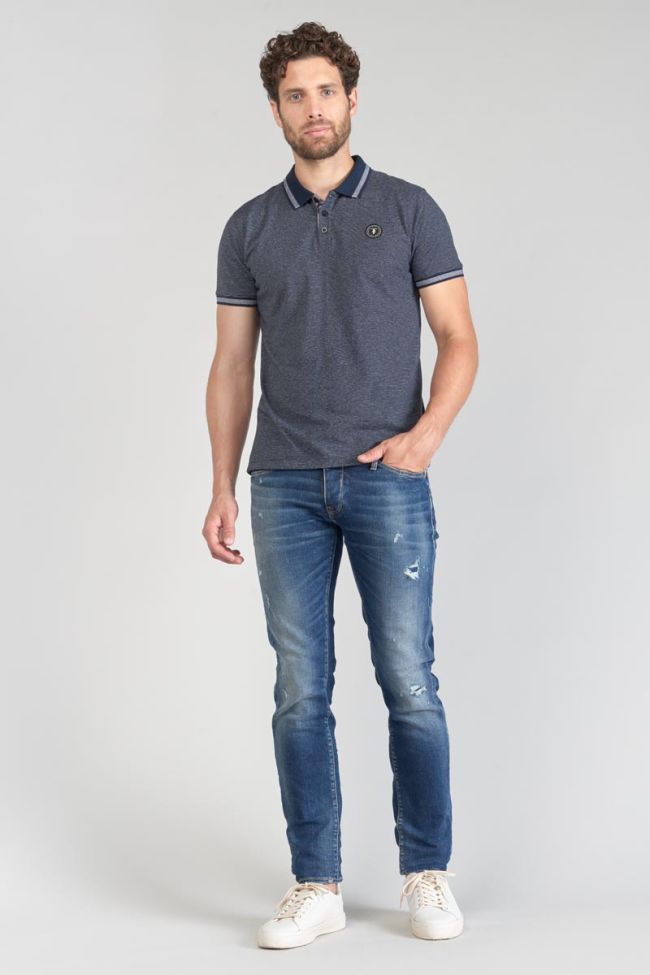 Navy striped Drime polo shirt