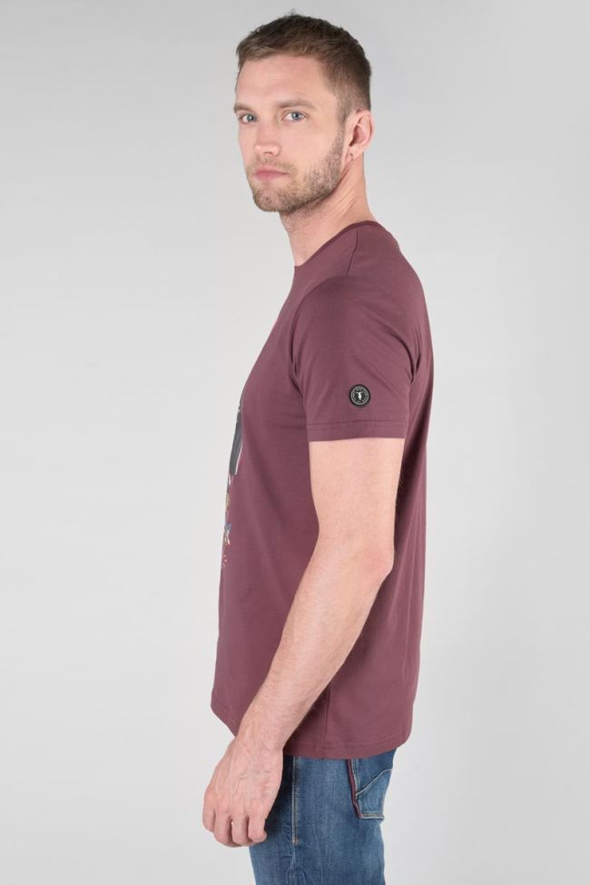 Burgundy printed Gregor t-shirt