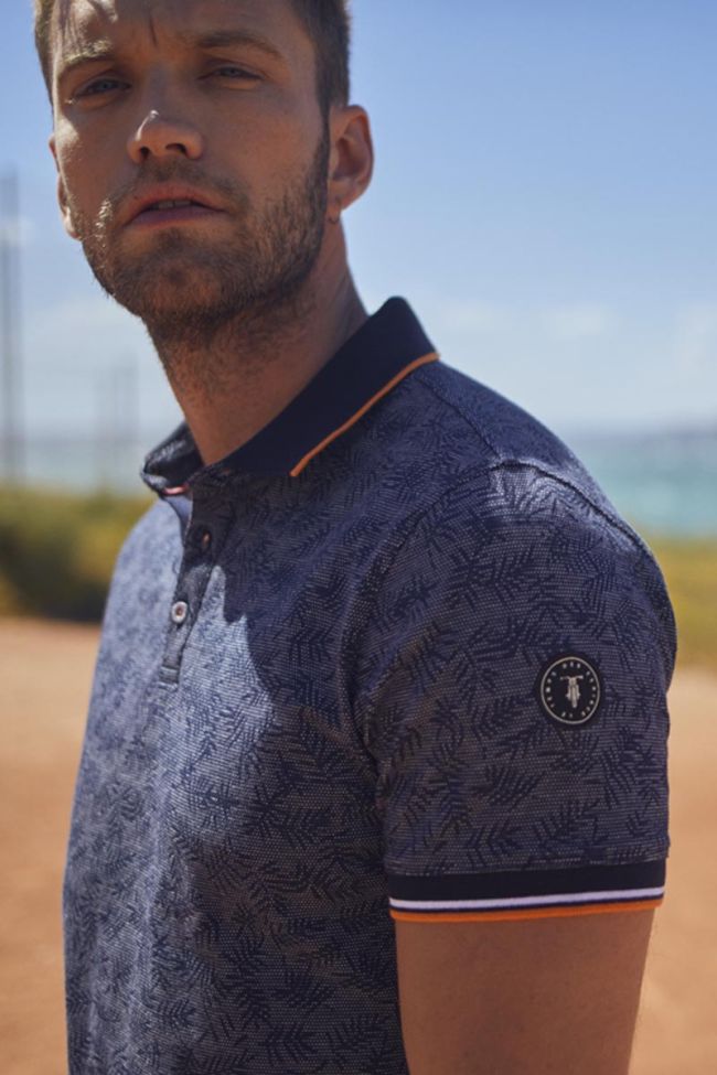 Leaf print jacquard Nevor polo shirt