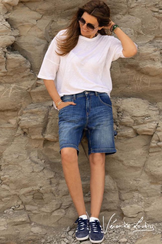 Bermuda Charpentier en jeans bleu by Véronika Loubry