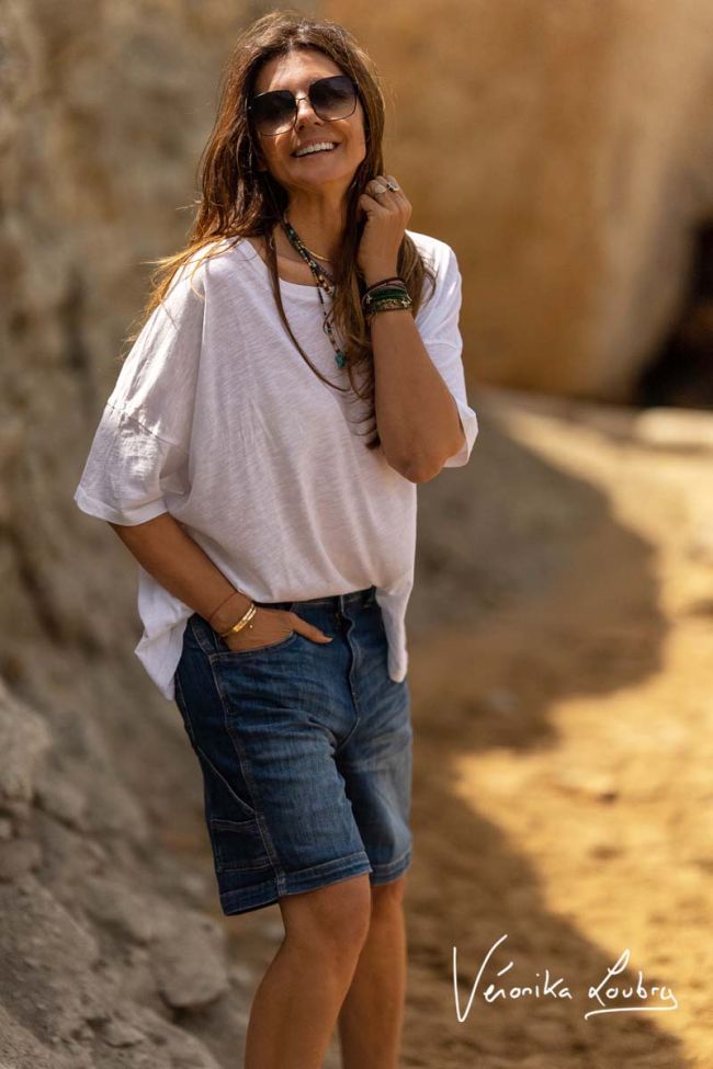 Bermuda Charpentier en jeans bleu by Véronika Loubry