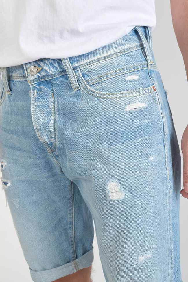 Faded distressed light blue denim Laredo Bermuda shorts