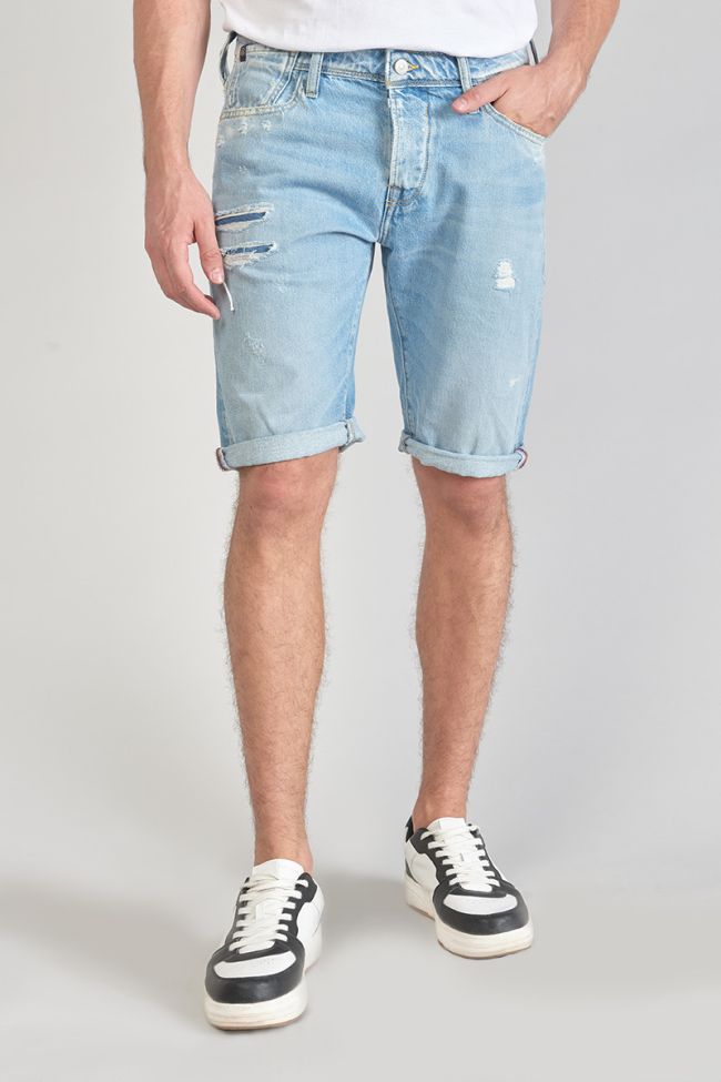 Faded distressed light blue denim Laredo Bermuda shorts